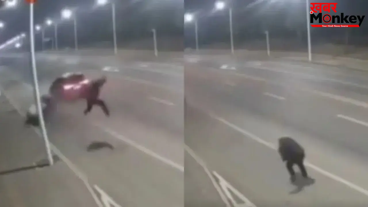 तेज रफ्तार कार से टक्कर के बाद हवा में उछला युवक, लेकिन किस्मत से की सुरक्षित लैंडिंग; वीडियो वायरल