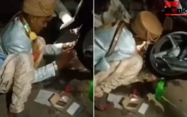 बारात छोड़ दुल्हे ने राहगीर की बाइक का बनाया पंचर, लोगों ने की जमकर तारीफ