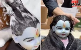 लड्डू गोपाल को सैलून ले गई महिला, वायरल वीडियो पर छिड़ी आस्था बनाम दिखावे की बहस