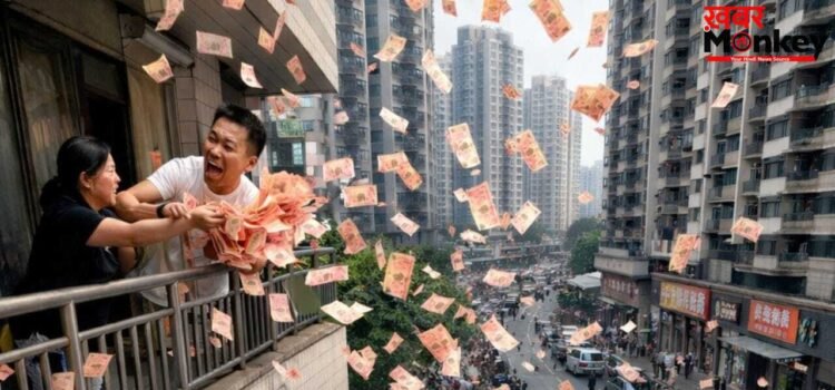 पत्नी से झगड़ा बंदे को पड़ा भारी, गुस्से में महिला ने उड़ाए नोट, नीचे मची छीना-झपटी, वीडियो हुआ वायरल