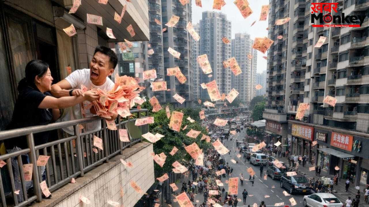 पत्नी से झगड़ा बंदे को पड़ा भारी, गुस्से में महिला ने उड़ाए नोट, नीचे मची छीना-झपटी, वीडियो हुआ वायरल