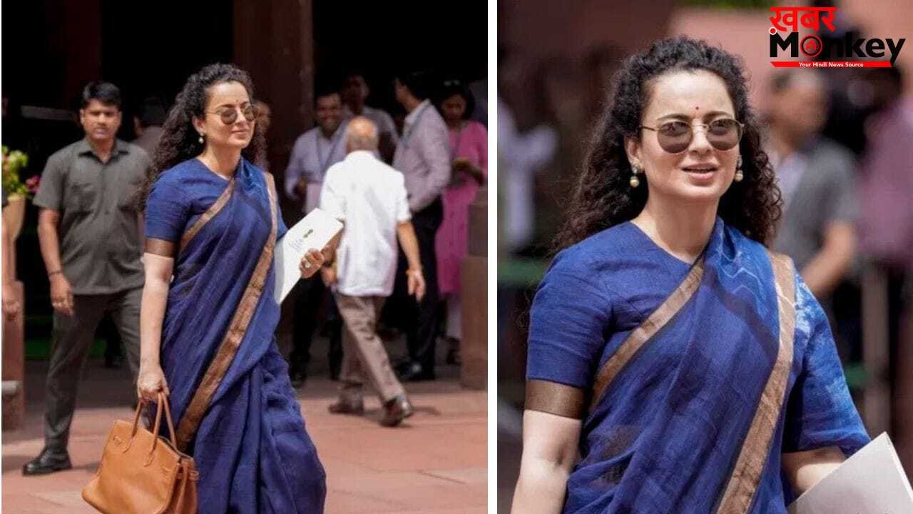 Kangana Ranaut Saree: कॉटन ब्लेंड हैंडलूम साड़ी पहन संसद पहुंची कंगना रनौत, लुक ने खींचा ध्यान