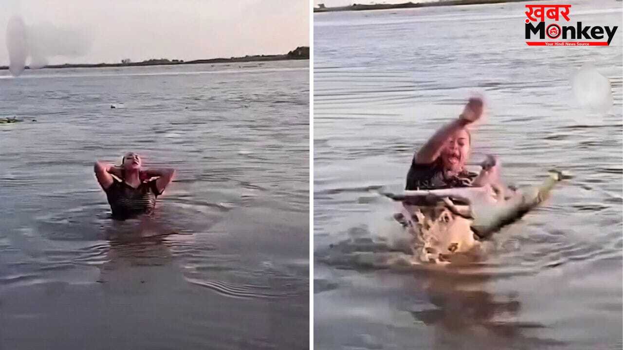 Viral Video: नदी में नहा रही थी महिला, अचानक हाथ में आ गया खूंखार मगरमच्छ; फिर जो हुआ…
