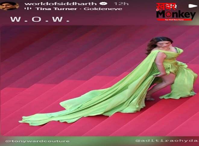 Cannes Red Carpet पर Aditi Rao Hydari को देख फिदा हुए Siddharth, तारीफ में बोले- 'WOW!'