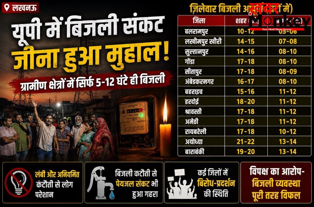 UP में बिजली संकट गहराया: बलरामपुर के गाँवों में महज़ 5 घंटे आपूर्ति, शहर भी अँधेरे में; देखिए आपके ज़िले का हाल