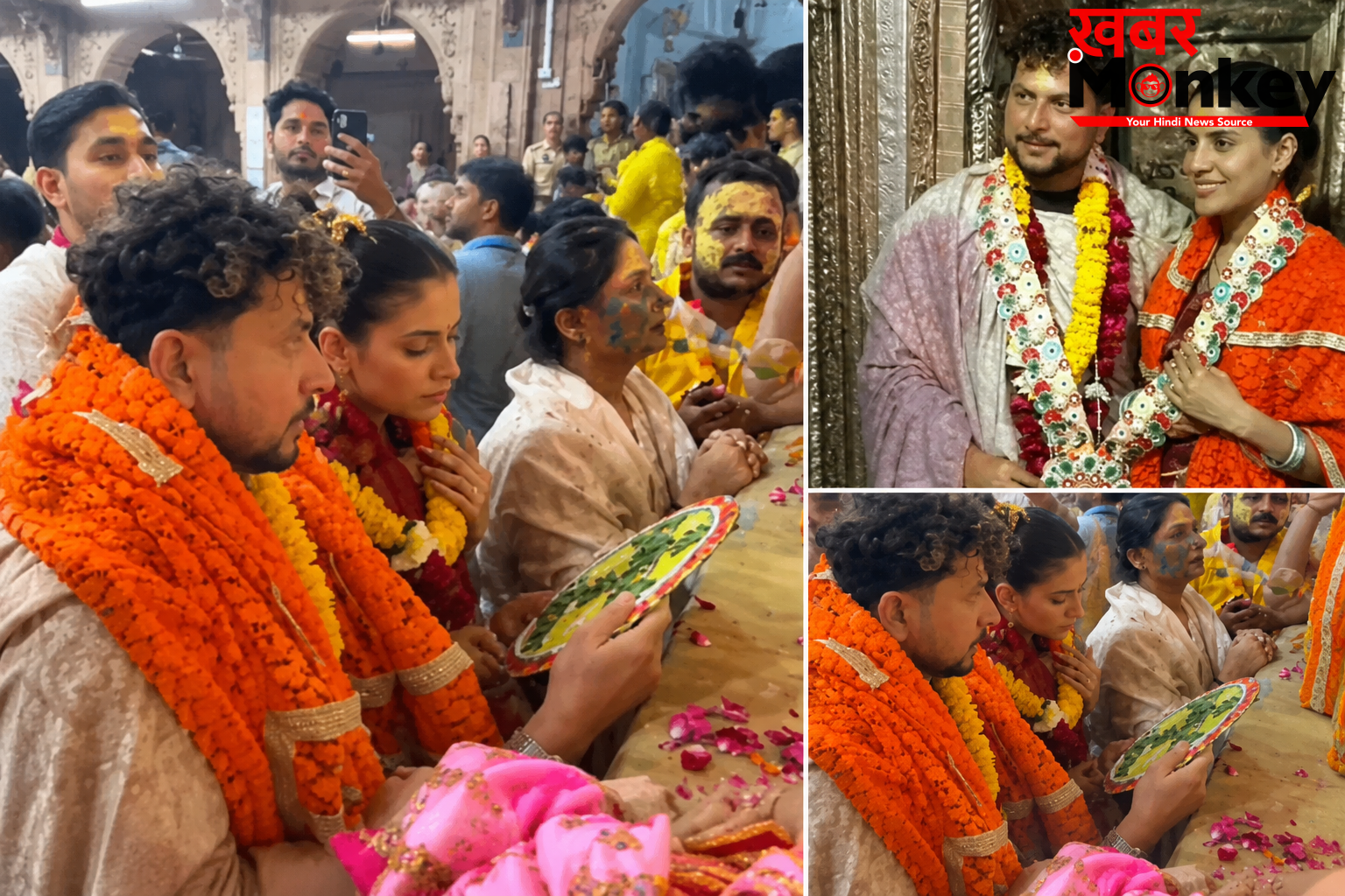क्रिकेटर कुलदीप यादव पत्नी संग पहुंचे वृंदावन,बांके बिहारी मंदिर में की पूजा