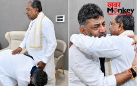 CM सिद्धारमैया ने किया इस्तीफे का ऐलान, डीके शिवकुमार ने पैर छूकर लिया आशीर्वाद