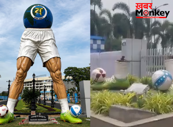 धड़ से कटे हुए दो पैर और फुटबॉल… ममता बनर्जी की डिजाइन की गई मूर्ति तोड़ी गई
