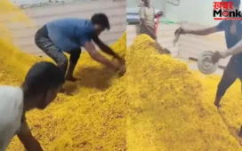 गंदगी में बन रही सेव भुजिया का वीडियो वायरल, देखकर लोगों का उठा भरोसा