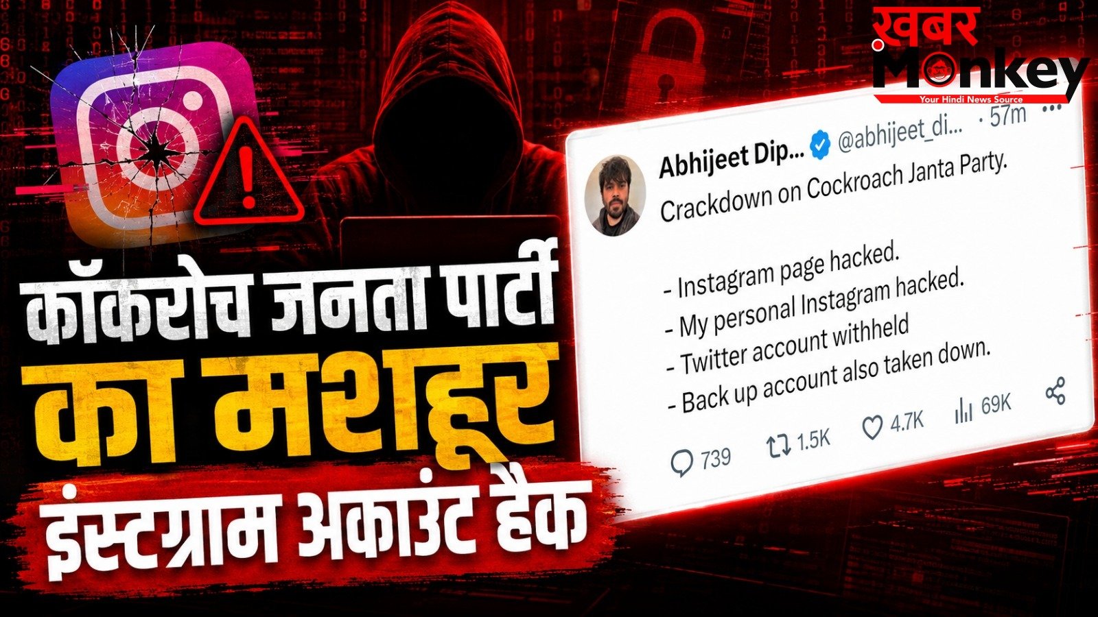 ‘कॉकरोच जनता पार्टी’ (CJP) का इंस्टाग्राम अकाउंट हैक, अभिजीत दीपके ने ट्वीट कर दी जानकारी