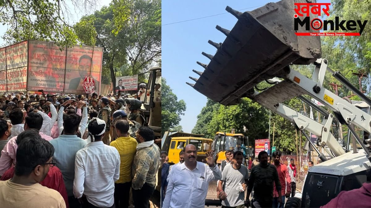 लखनऊ: अतिक्रमण हटाने के लिए चला बुलडोजर तो प्रदर्शनकारियों ने की पत्थरबाजी, पुलिस ने लाठी लेकर दौड़ाया