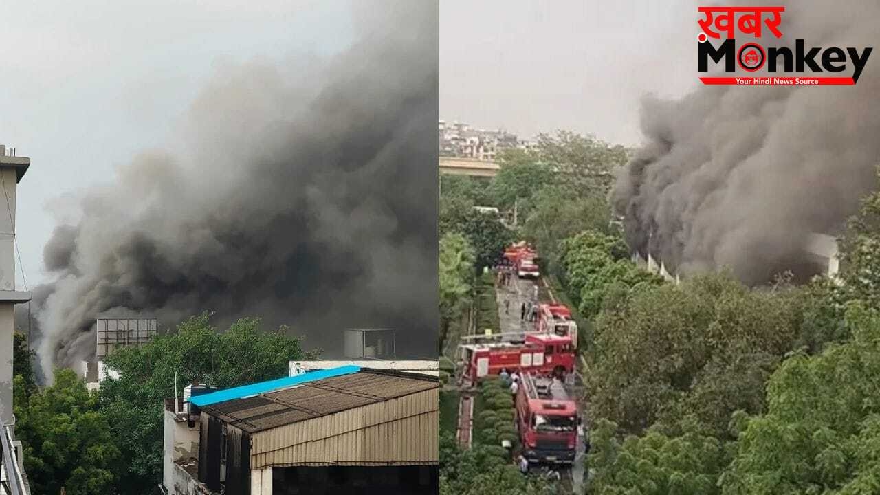 नोएडा की स्पार्क मिंडा कंपनी में लगी भीषण आग, आसमान में छाया धुएं का गुबार; फायर ब्रिगेड की 20 गाड़ियां मौजूद