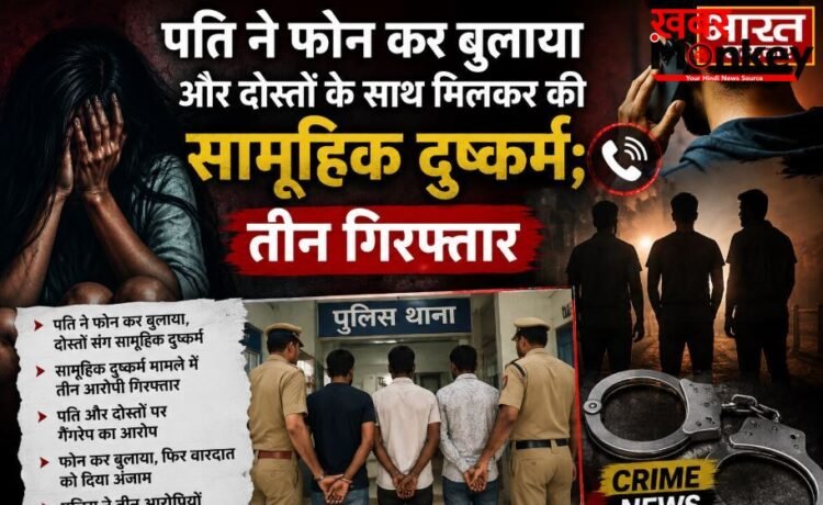 पति ने फोन कर बुलाया और दोस्तों के साथ मिलकर की सामूहिक दुष्कर्म; तीन गिरफ्तार