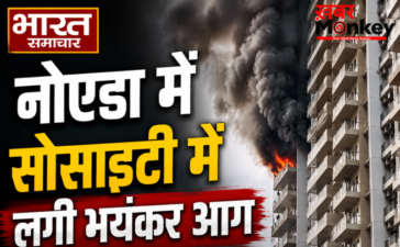 नोएडा में सेक्टर 74 की आईवी काउंटी सोसाइटी के 12वें फ्लोर पर लगी भीषण आग, दमकल की गाड़ियां मौके पर