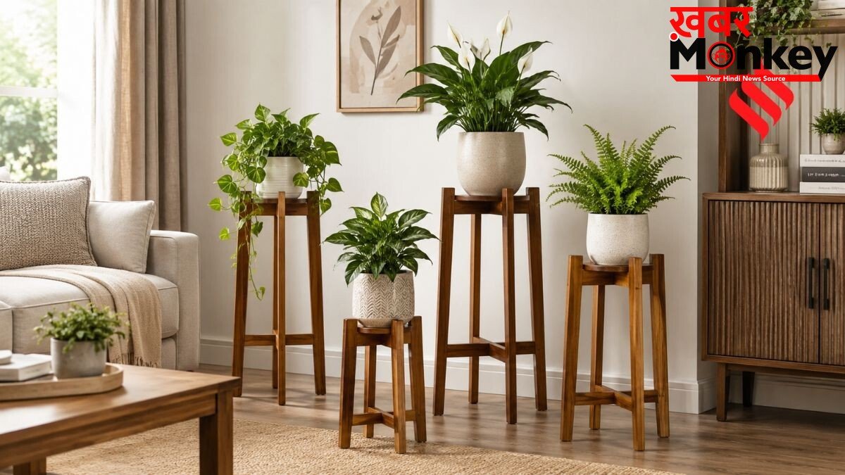 लिविंग रूम को ऐसा सजाएं कि देखने वाला तारीफ करते न थके, इन वूडन प्लांट स्टैंड्स से दें नेचुरल लुक