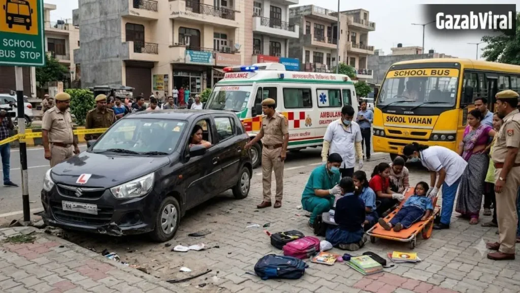 ग्रेटर नोएडा में बड़ा हादसा, ड्राइविंग सीख रही महिला की कार ने 5 बच्चों को मारी टक्कर; एक की हालत गंभीर​