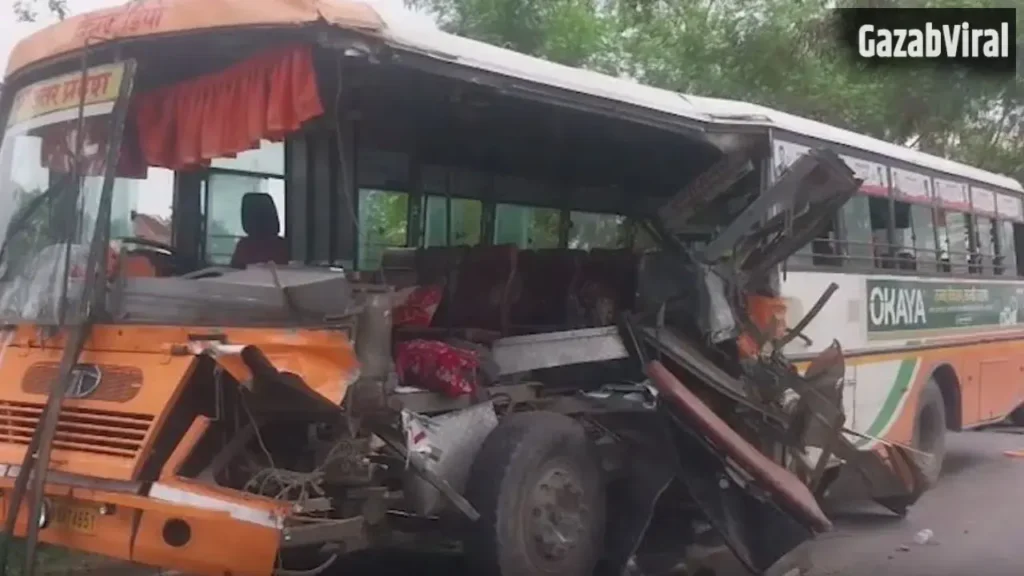 उत्तर प्रदेश के बहराइच में भीषण सड़क हादसा! ट्रक और बस में टक्कर के बाद मची चीख-पुकार, 1 की मौत, 11 लोग घायल​
