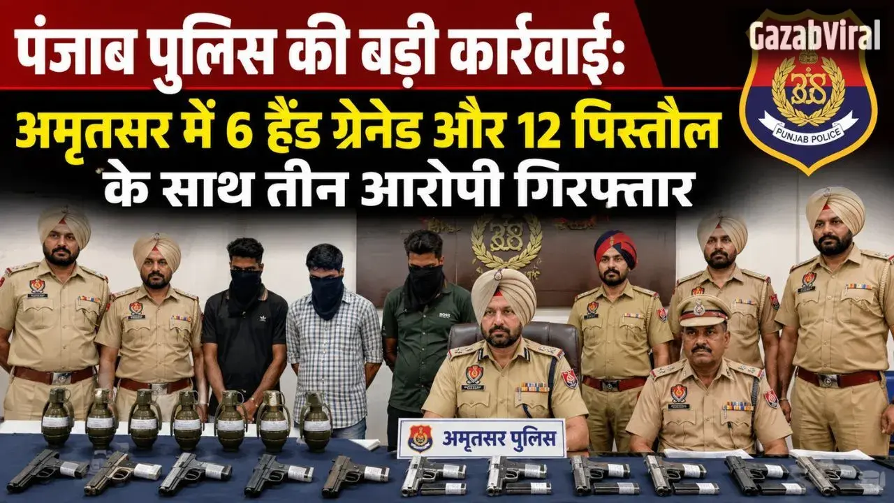पंजाब पुलिस की बड़ी कार्रवाई: अमृतसर में 6 हैंड ग्रेनेड और 12 पिस्तौल के साथ तीन आरोपी गिरफ्तार​