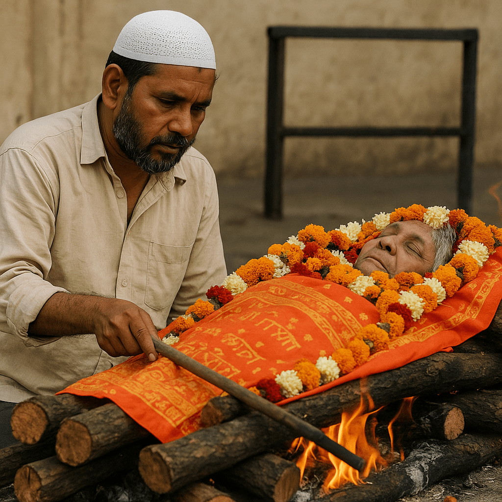 समाज ने दफनाने नहीं दिया, तो 30 साल साथ रही महिला का मुस्लिम पति ने श्मशान में किया अंतिम संस्कार, सदियों की रूढ़ि तोड़ी! समाज ने दफनाने नहीं दिया, तो 30 साल साथ रही महिला का मुस्लिम पति ने श्मशान में किया अंतिम संस्कार, सदियों की रूढ़ि तोड़ी!